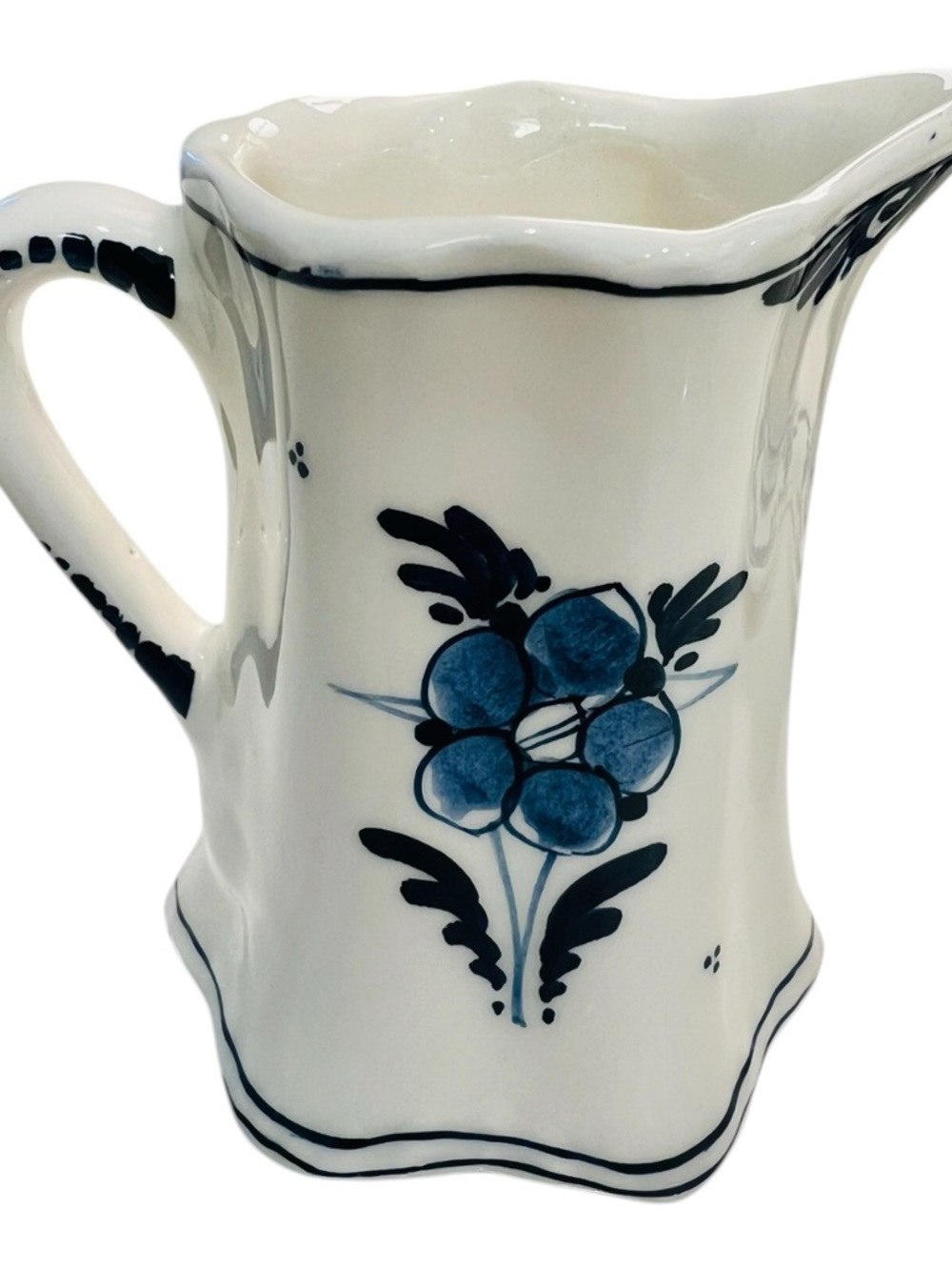Vintage Delft Holland Handpainted Blue White Creamer Pitcher Floral - Picture 3 of 5
